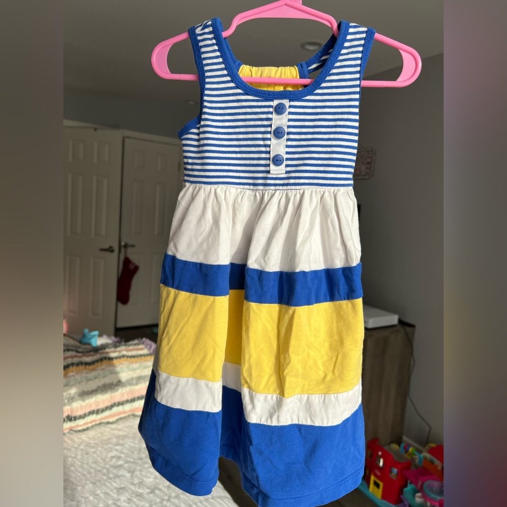 Jona Michelle Blue and Yellow Striped Dress Size 3T GUC